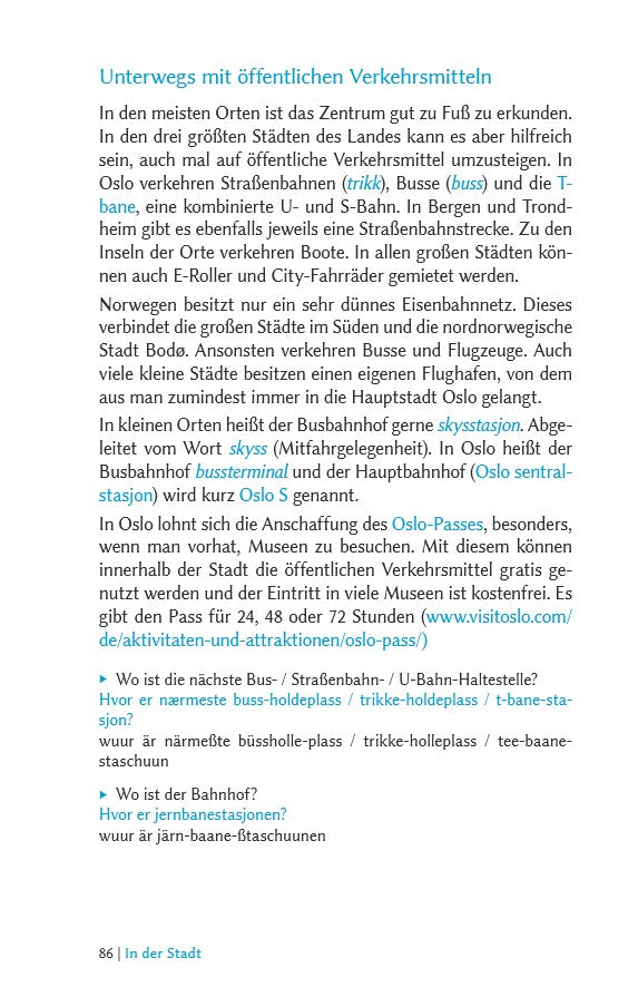 Norwegian language travel guide