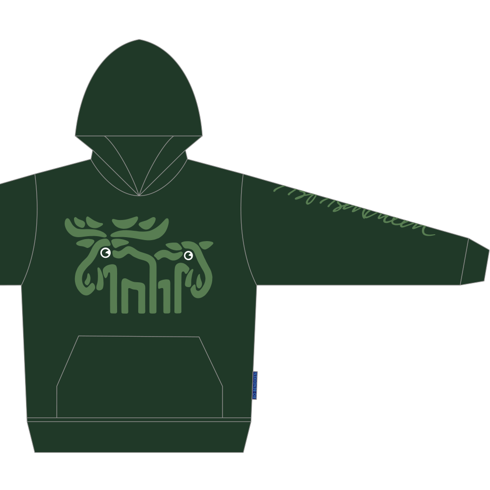 Kapuzenpulli mit großem Elch - Grün - Bo Bendixen
