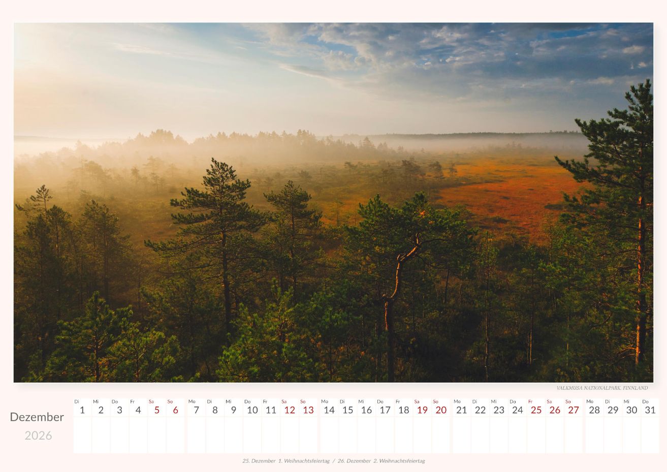 Nordic National Parks - Wall Calendar 2026 - 59 x 42 cm - Trabandt Medien
