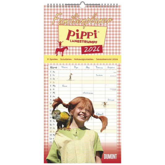 Pippi Langstrumpf Familienplaner 2026 - 22 x 45 cm - DuMont Kalenderverlag
