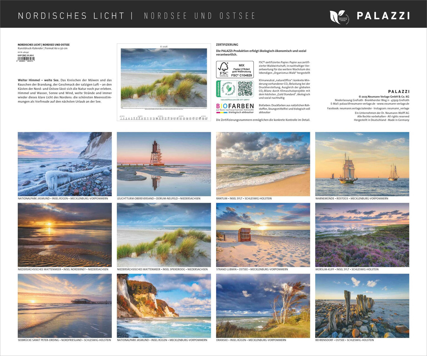 Nordisches Licht - Wandkalender 2025 - 60 x 50 cm - Palazzi