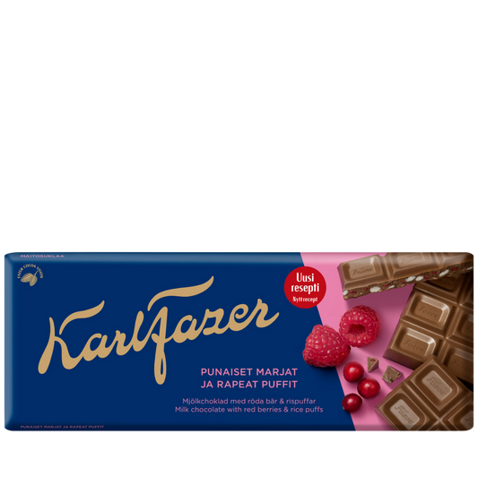Karl Fazer - Milchschokolade mit Himbeeren und Cranberrys - 180 g