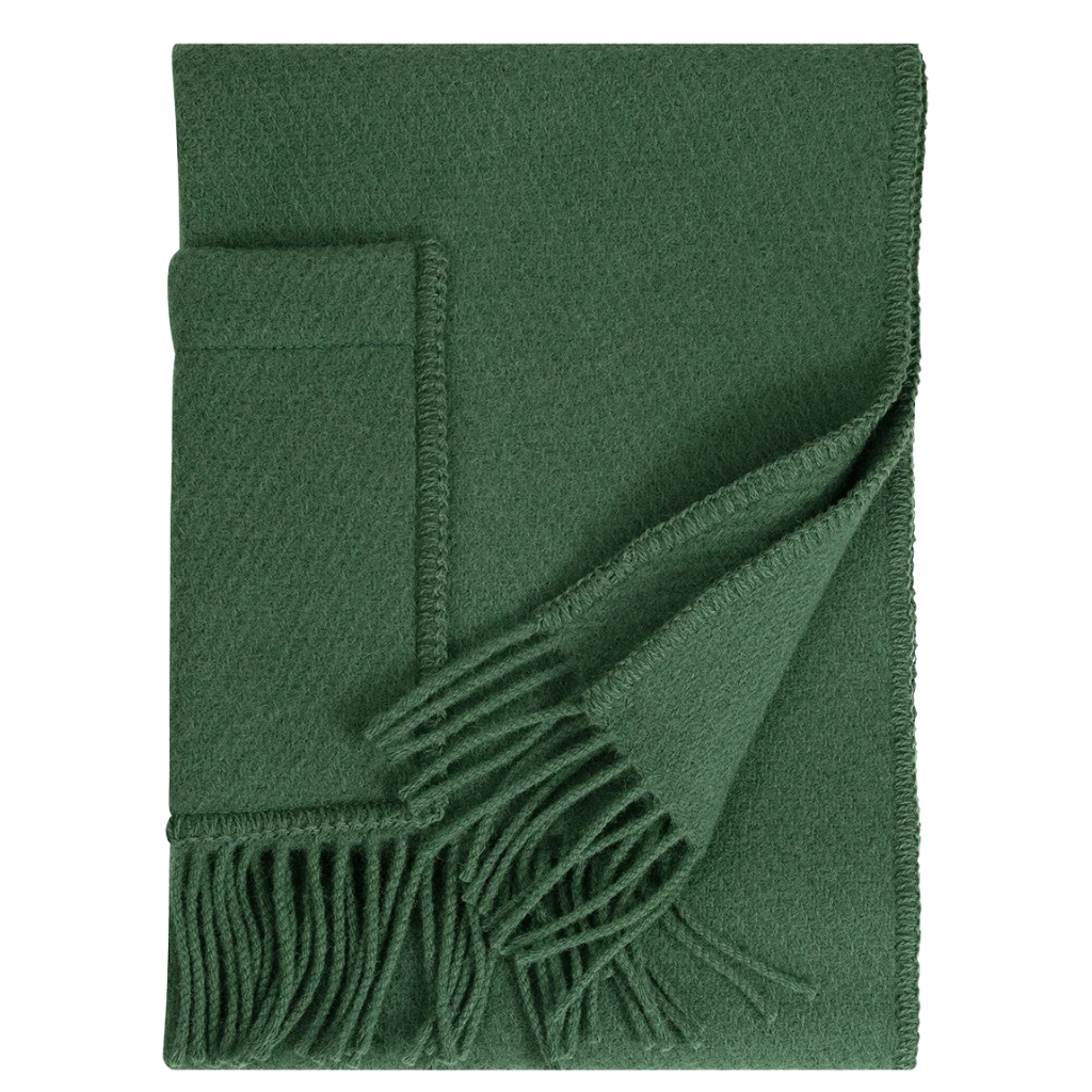 Uni - Wollschal mit Taschen - dunkles Moosgrün - 60 x 170 cm