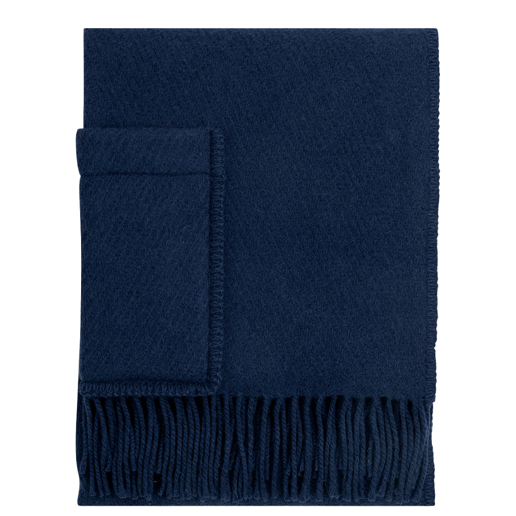 Uni - Wollschal mit Taschen - Mitternachtsblau - 60 x 170 cm