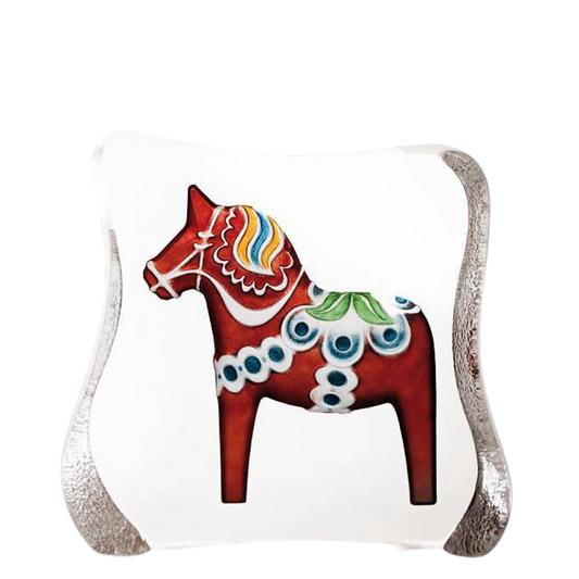 Glass block Dala horse - red - 150 x 140 mm
