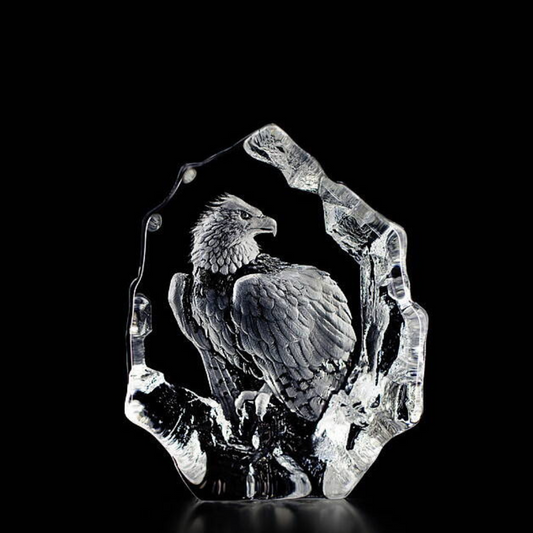 Glass block bald eagle - 110 x 140 mm