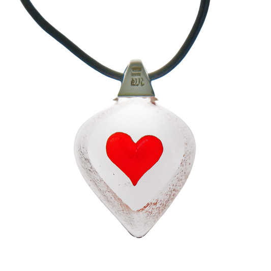 Hjärta röd - Glass heart pendant
