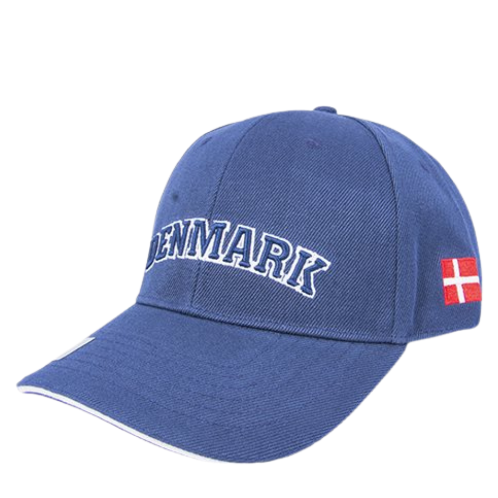 Cap mit Stickerei "Denmark" und dänischer Flagge - Dunkelblau mit weißen Details