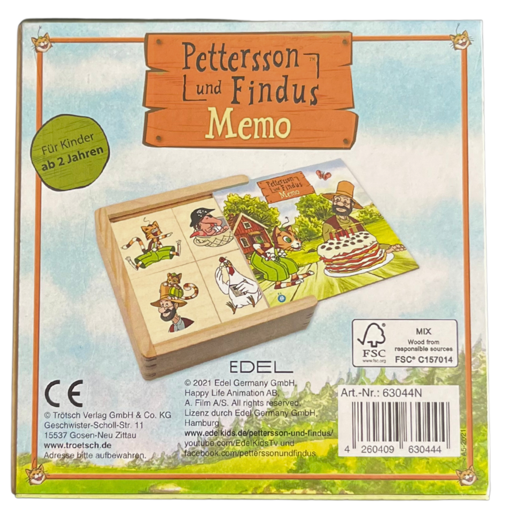 Pettersson und Findus - Memo in Holzkästchen