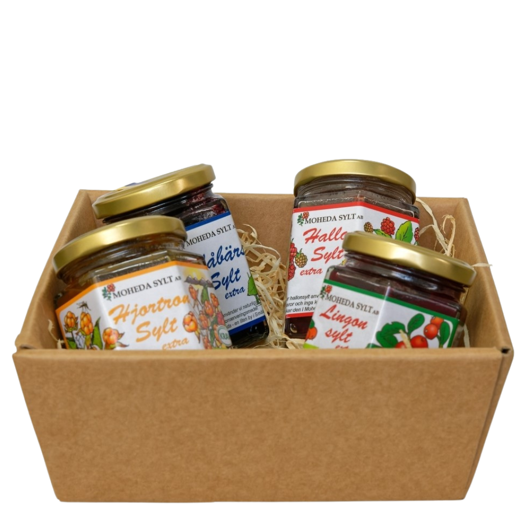 Moheda Konfitüre-Set- Blaubeere, Himbeere, Moltebeere und Preiselbeere extra