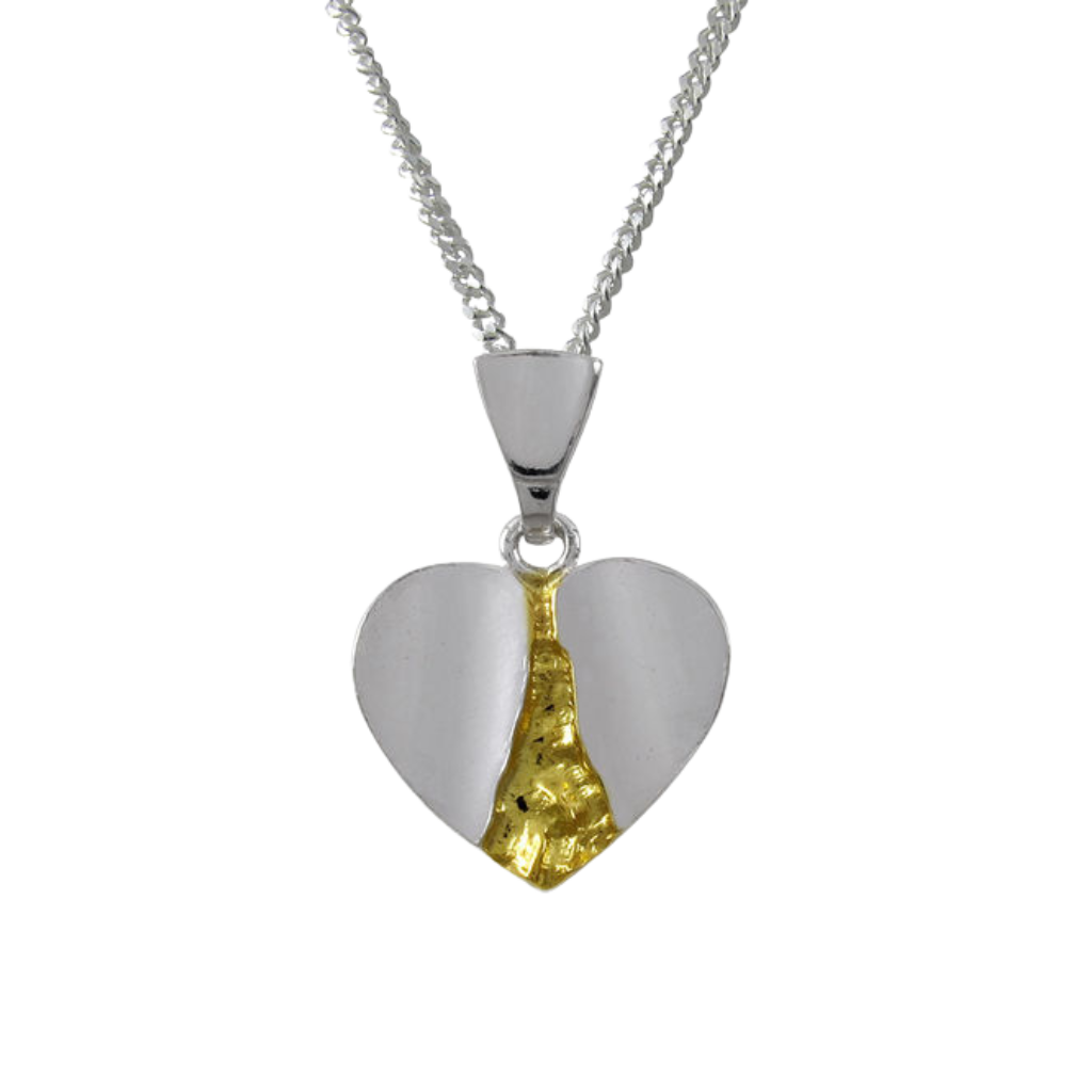Kultapuro pieni - Heart pendant - 15 mm - with silver chain 42 cm