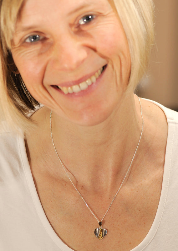 Kultapuro pieni - Heart pendant - 15 mm - with silver chain 42 cm