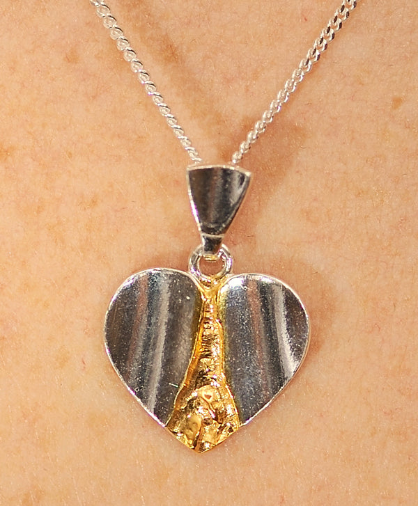 Kultapuro pieni - Heart pendant - 15 mm - with silver chain 42 cm