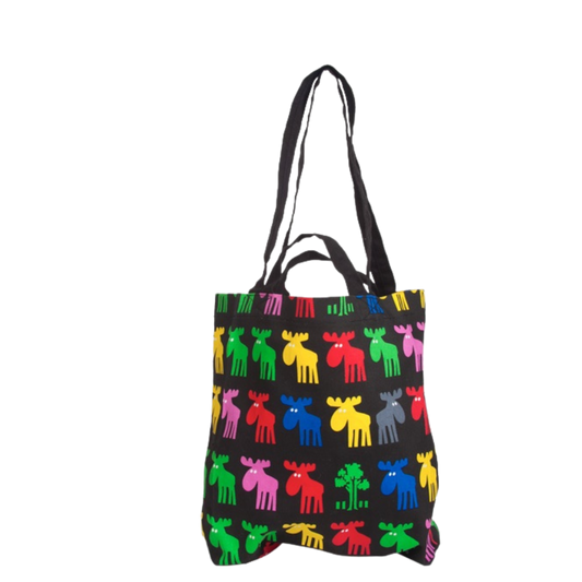 Elk Kunterbunt - Cotton bag - Black with colorful elks