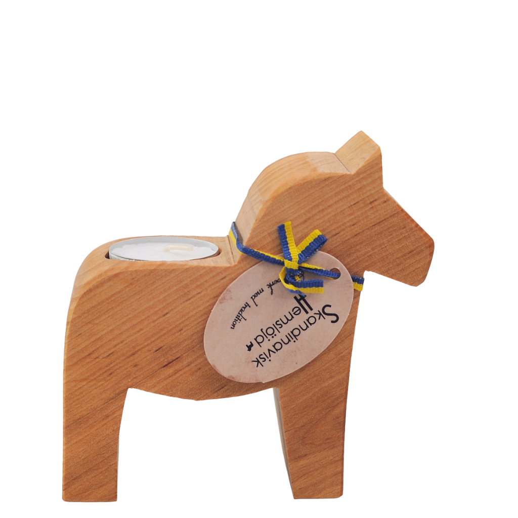 Dalapferd -Teelicht - Naturholz geölt - 12 cm
