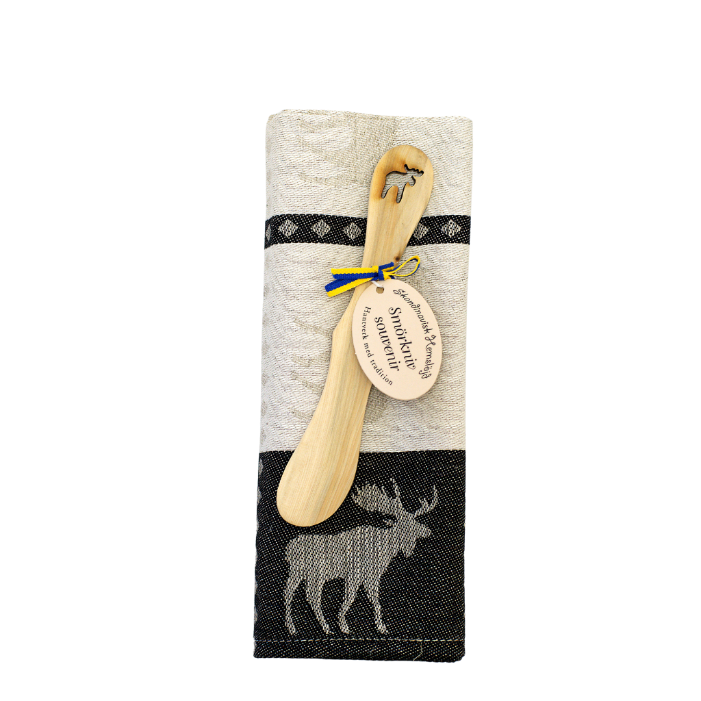 Elch Küchenhandtuch mit Buttermesser - Schwarz - Geschenkset