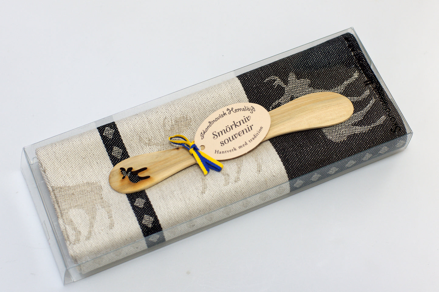 Elch Küchenhandtuch mit Buttermesser - Schwarz - Geschenkset