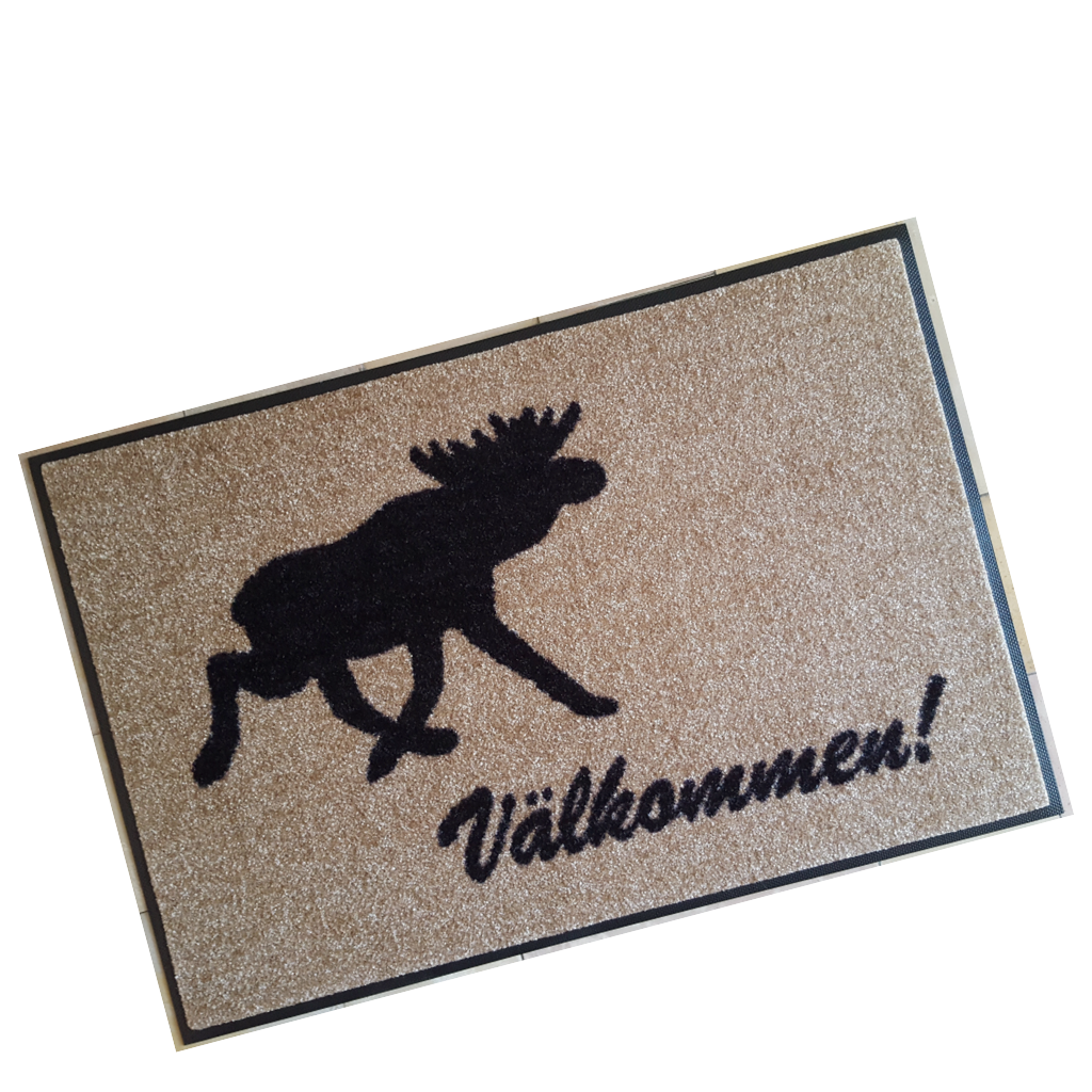 Elch-Fußmatte - Välkommen - Schwarz / Beige