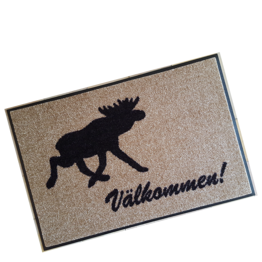 Moose doormat - Welcome - Black / Beige