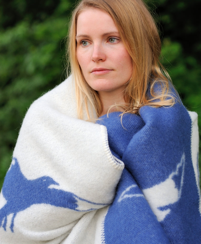 Visby - Gotland wool blanket - Seagull - Blue