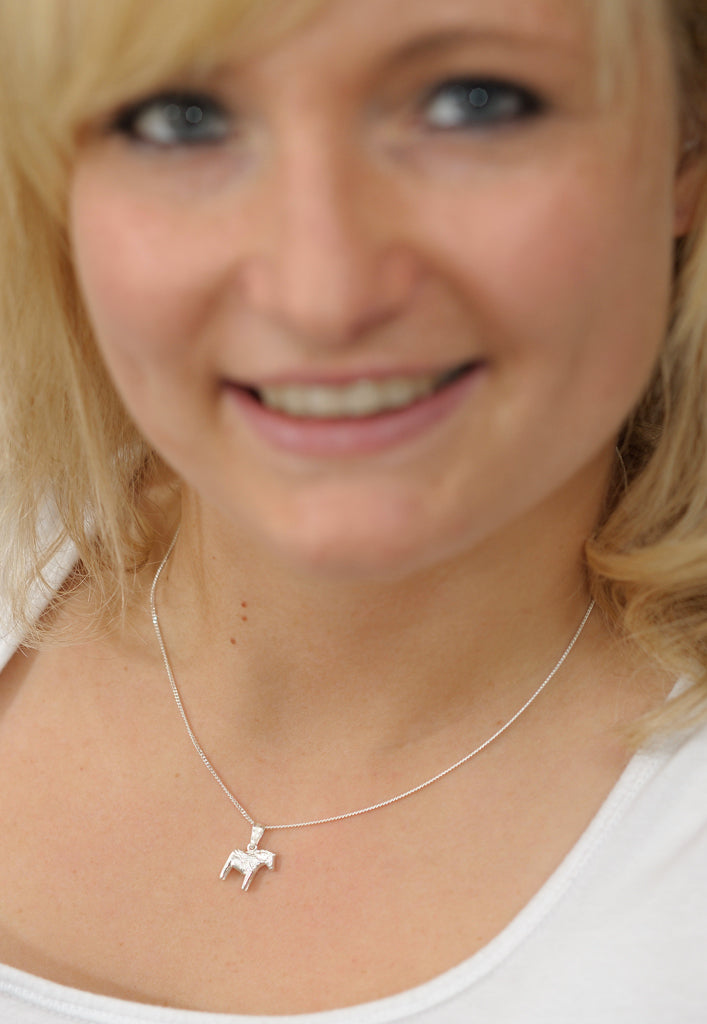 Dala horse silver pendant with chain