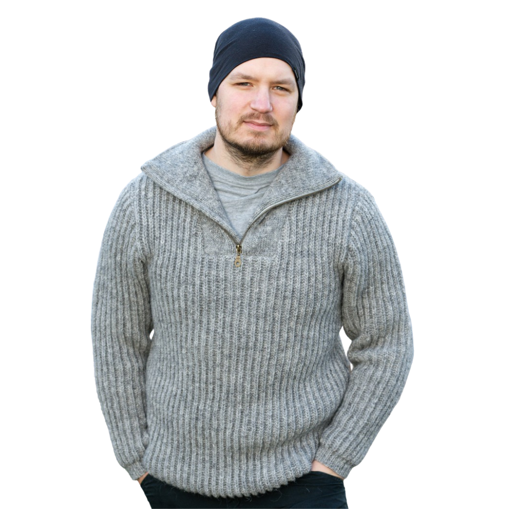 Salka - Island Wolltroyer - Herrenpullover - Grau