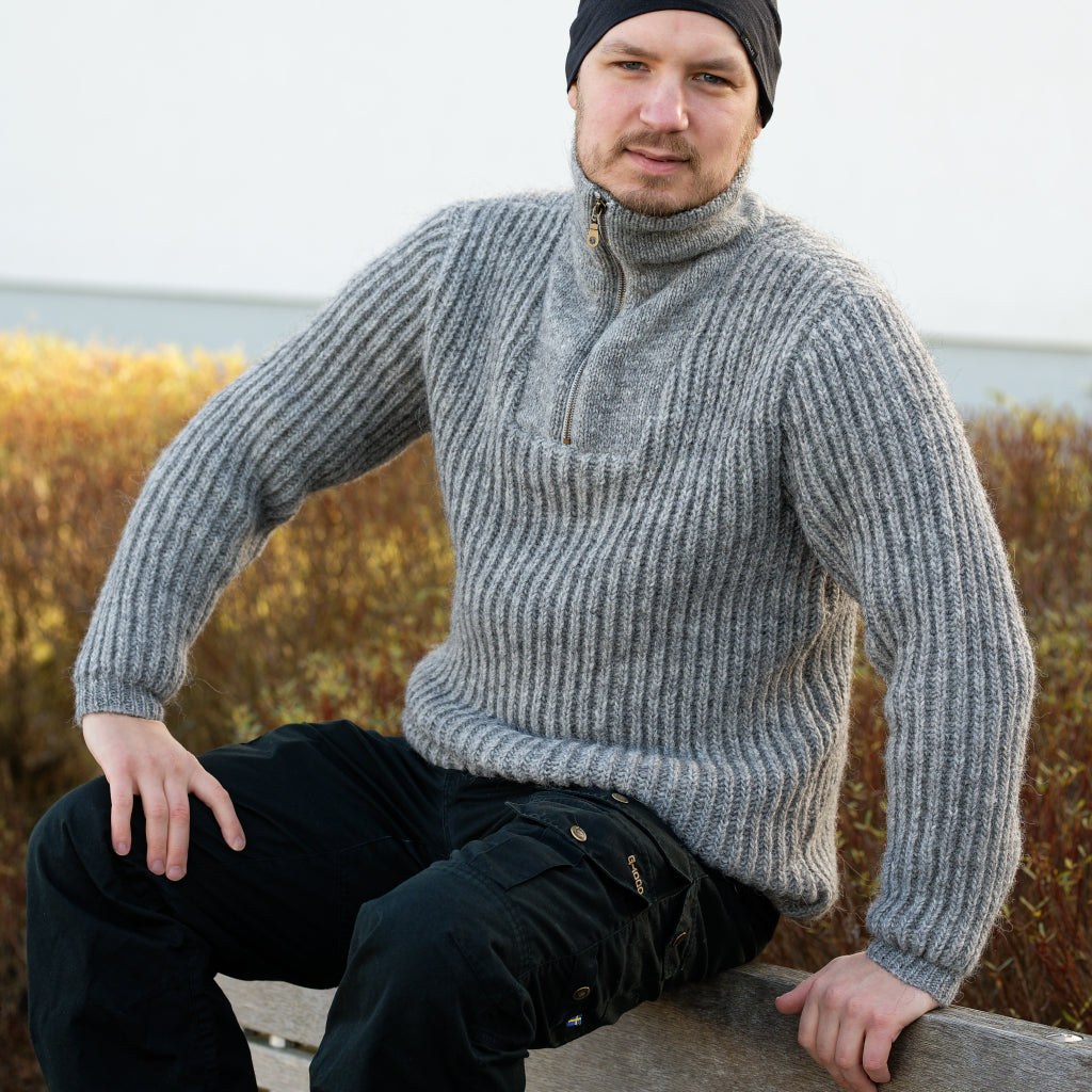 Salka - Island Wolltroyer - Herrenpullover - Grau