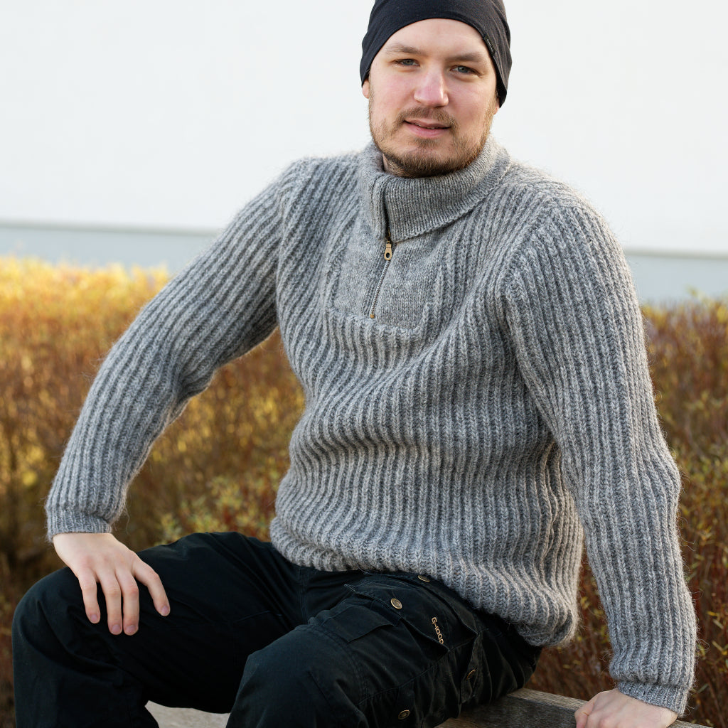 Salka - Island Wolltroyer - Herrenpullover - Grau