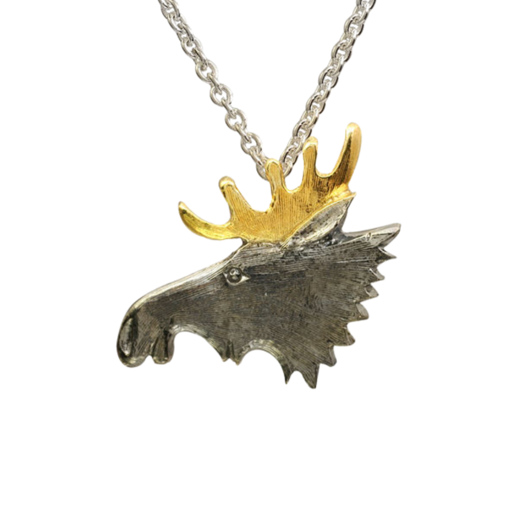 Classic moose head - 21 x 22 mm - with 50 cm silver chain