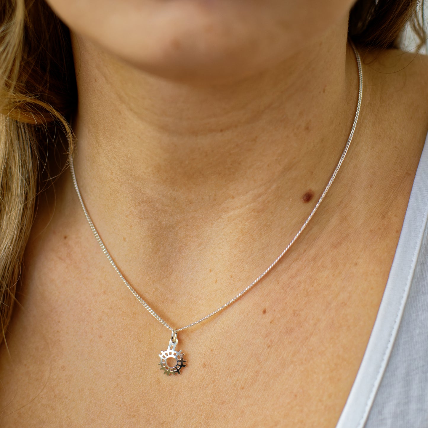 Aurinko - Sun - Sami pendant - 11 mm - with silver chain 42 cm