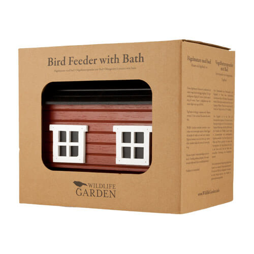 Bird feeder with bath and drinking trough - Red House