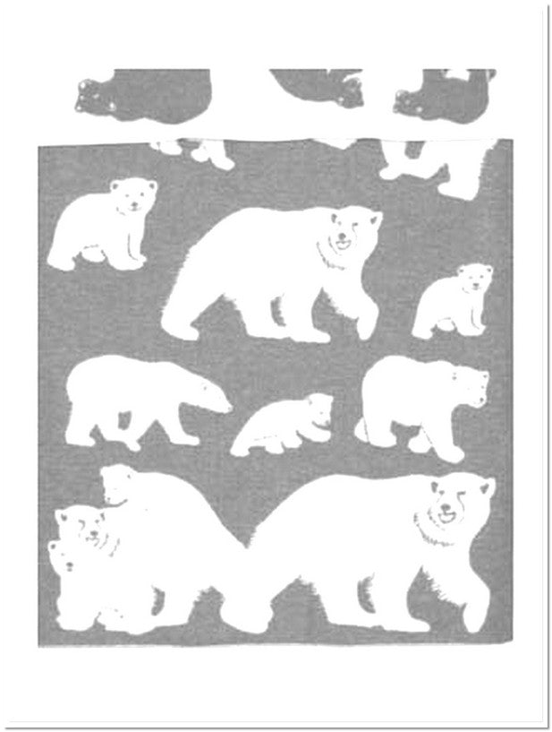Wool blanket with polar bear motif - natural white / light grey - 140 x 200 cm
