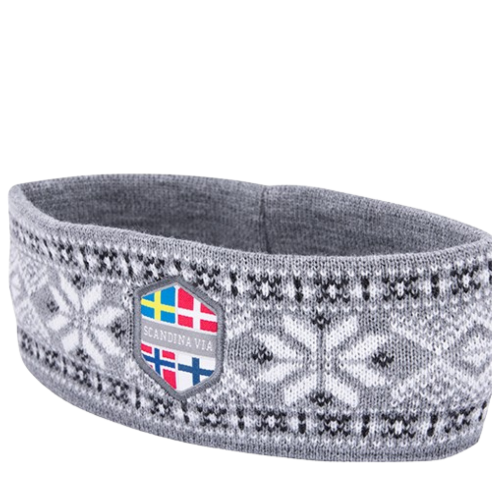 Headband - Scandinavian pattern - grey / white