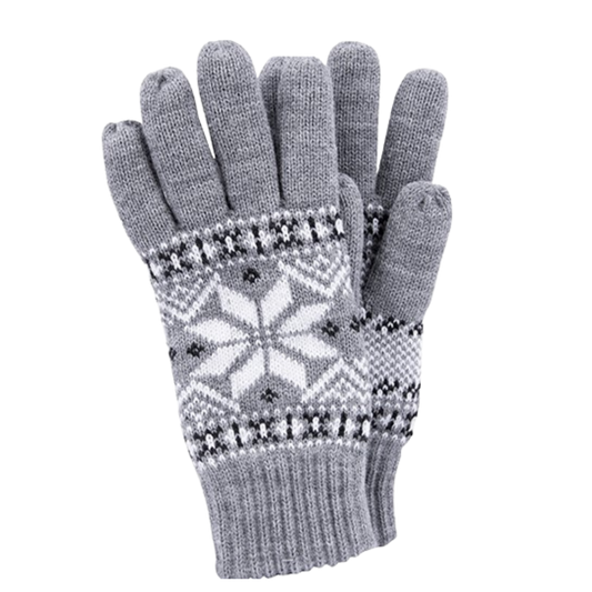 Gloves - Scandinavian pattern - Grey / White