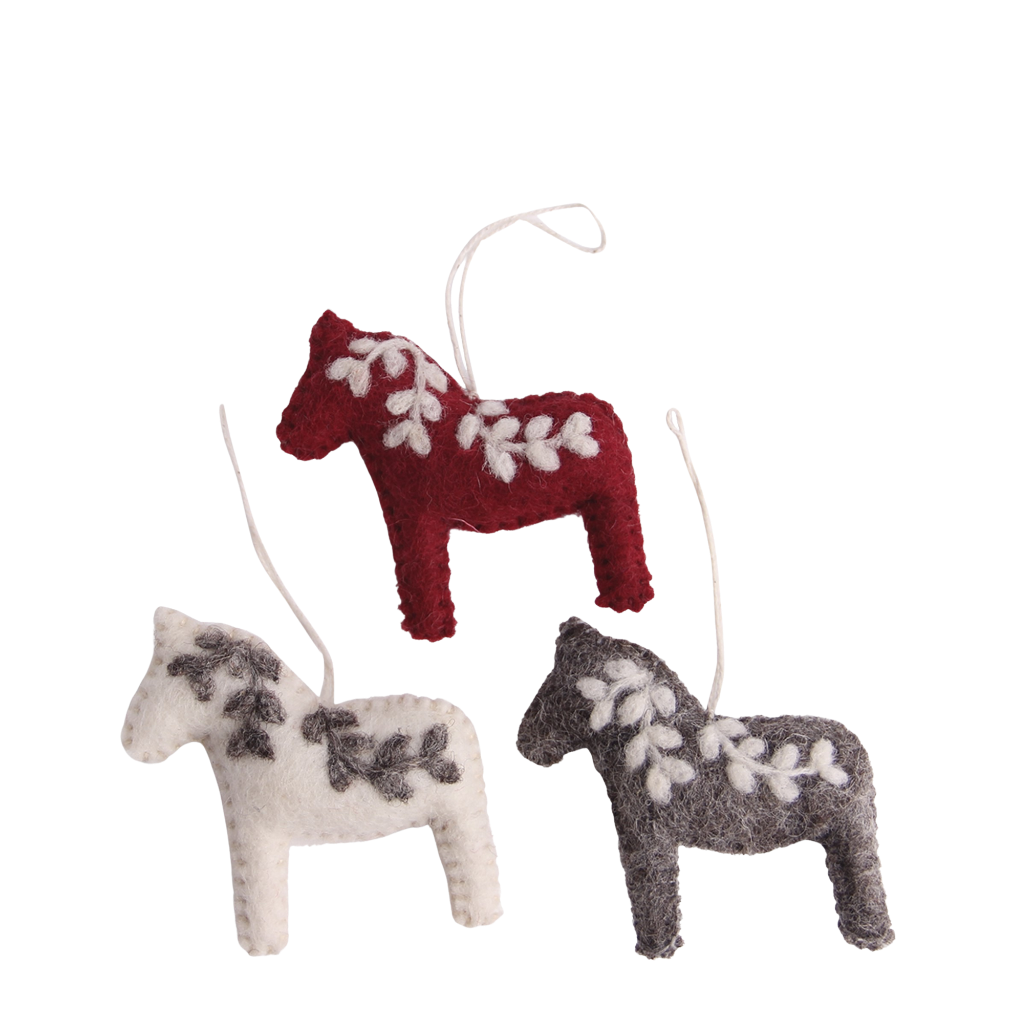 Dala horses - wool felt - handmade - set of 3