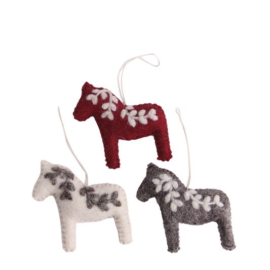 Dalapferde - Wollfilz - handgearbeitet - 3er Set