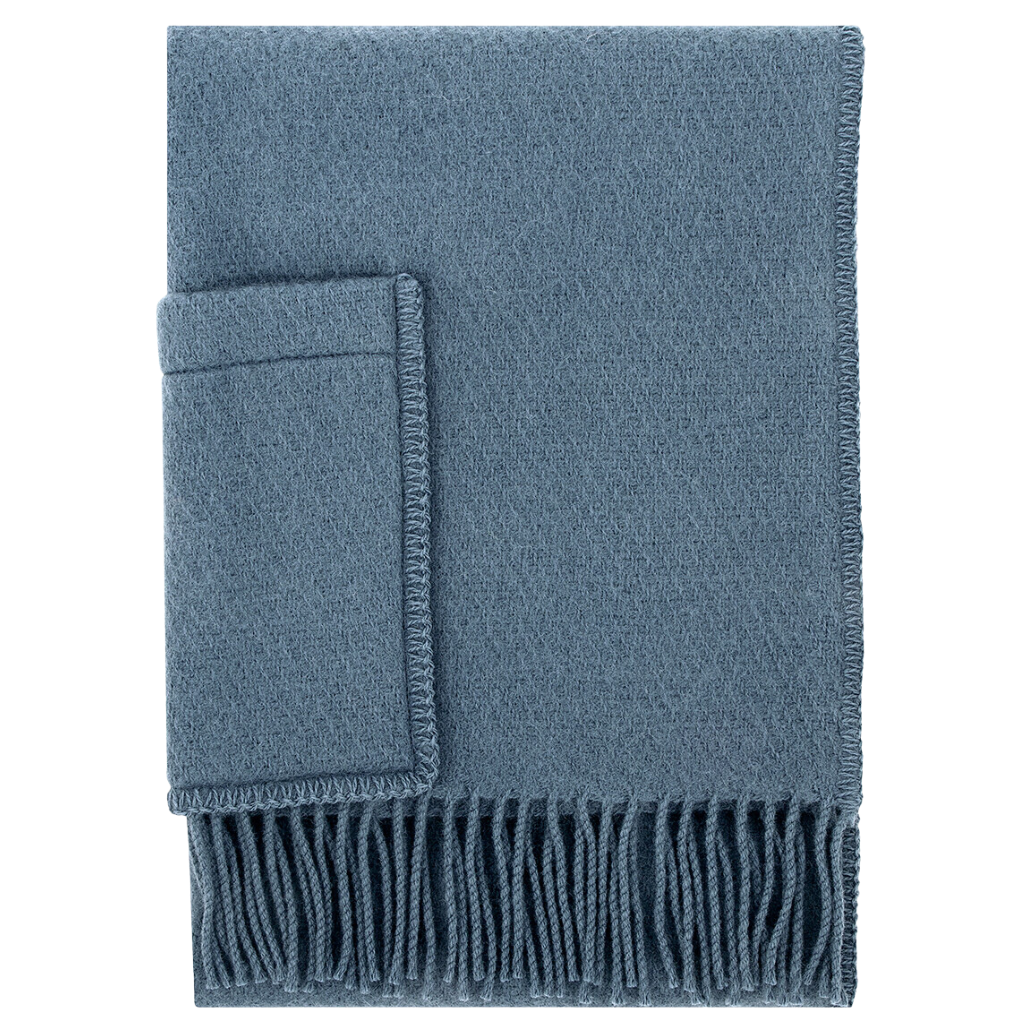 Siiri - Wollschal mit Taschen - Blau - 60 x 170 cm