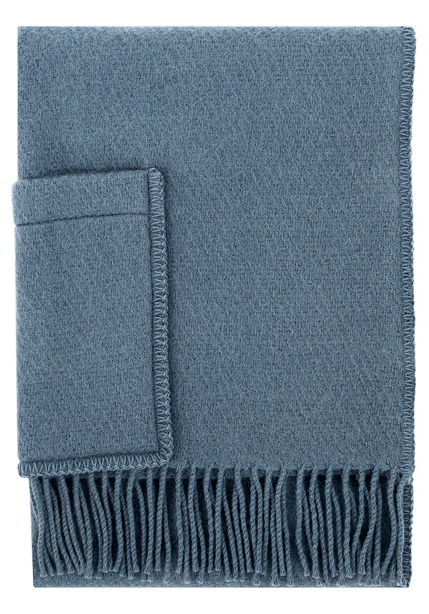 Siiri - Wollschal mit Taschen - Blau - 60 x 170 cm