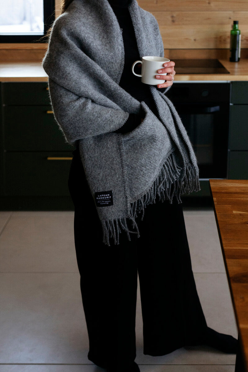 Siiri - Wollschal mit Taschen - Grau - 60 x 170 cm