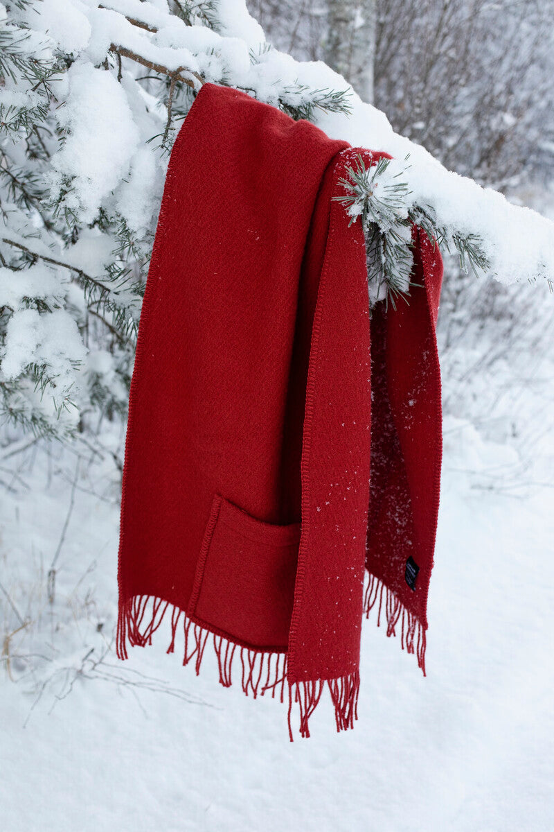 Siiri - Wool scarf with pockets - Dark red - 60 x 170 cm