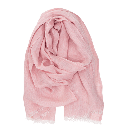 Halaus - linen scarf - pink / white - 35 x 200 cm