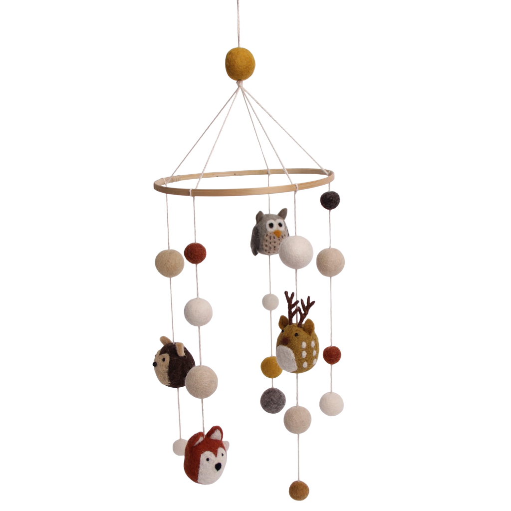 Mobile animals of the forest - handmade wool felt animals