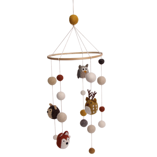 Mobile animals of the forest - handmade wool felt animals