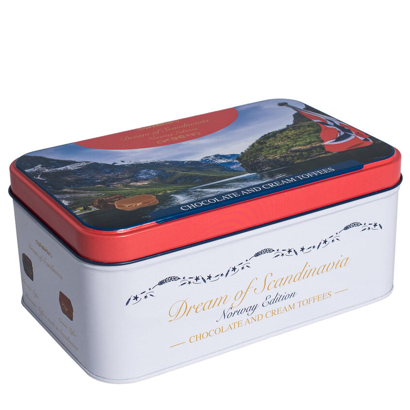 Schokolade- und Sahne-Toffees in norwegischer Geschenkdose - 500 g