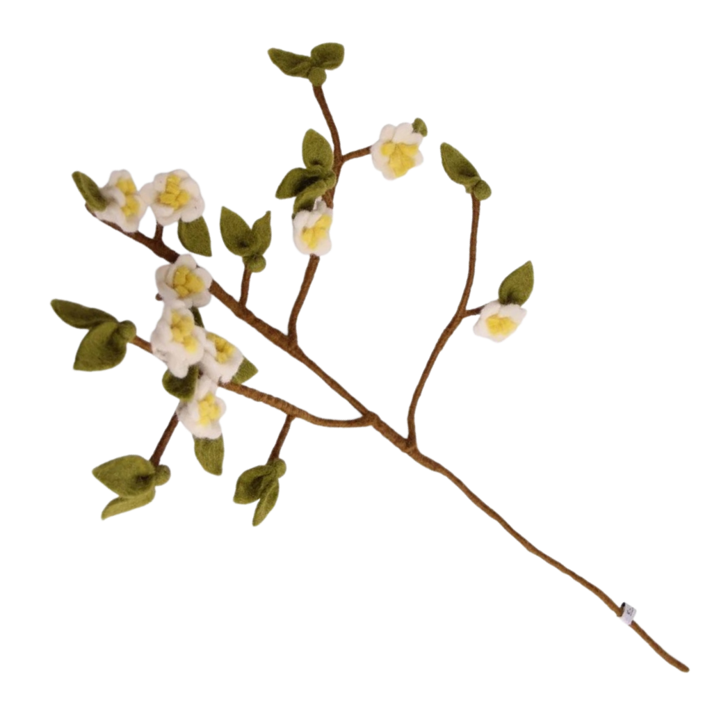 Apple blossom branch - wool felt - handmade