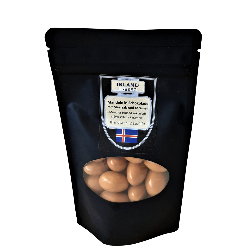 Mandeln in Schokolade mit Meersalz und Karamell - 100 g