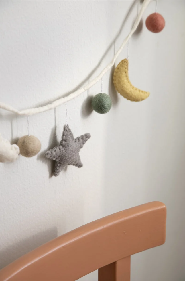 Night sky garland - wool felt - handmade