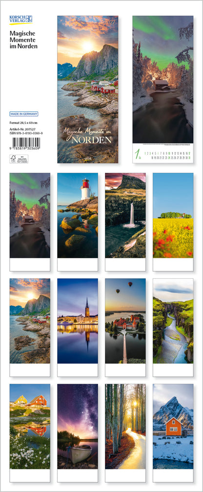Magische Momente im Norden - Wandkalender 2027 - 29 x 69 cm - Korsch Verlag