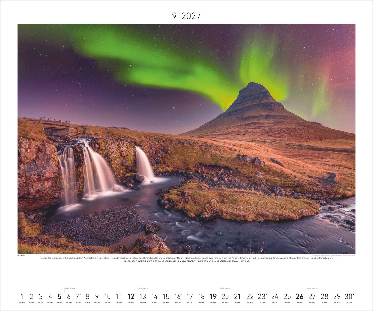 Polarlicht - Wandkalender 2027 - 60 x 50 cm - Palazzi Verlag