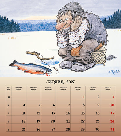 Troll Kalender Lidberg  - Wandkalender 2027 - 30 x 34 cm - Aune Forlag